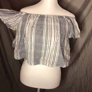 Off the shoulder striped crop top